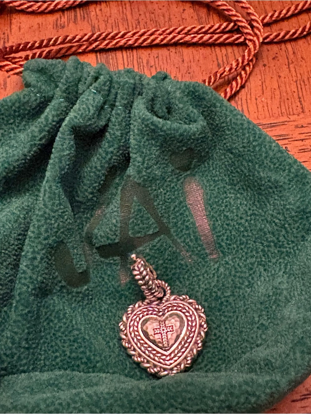 Jai Sterling silver heart cross pendant